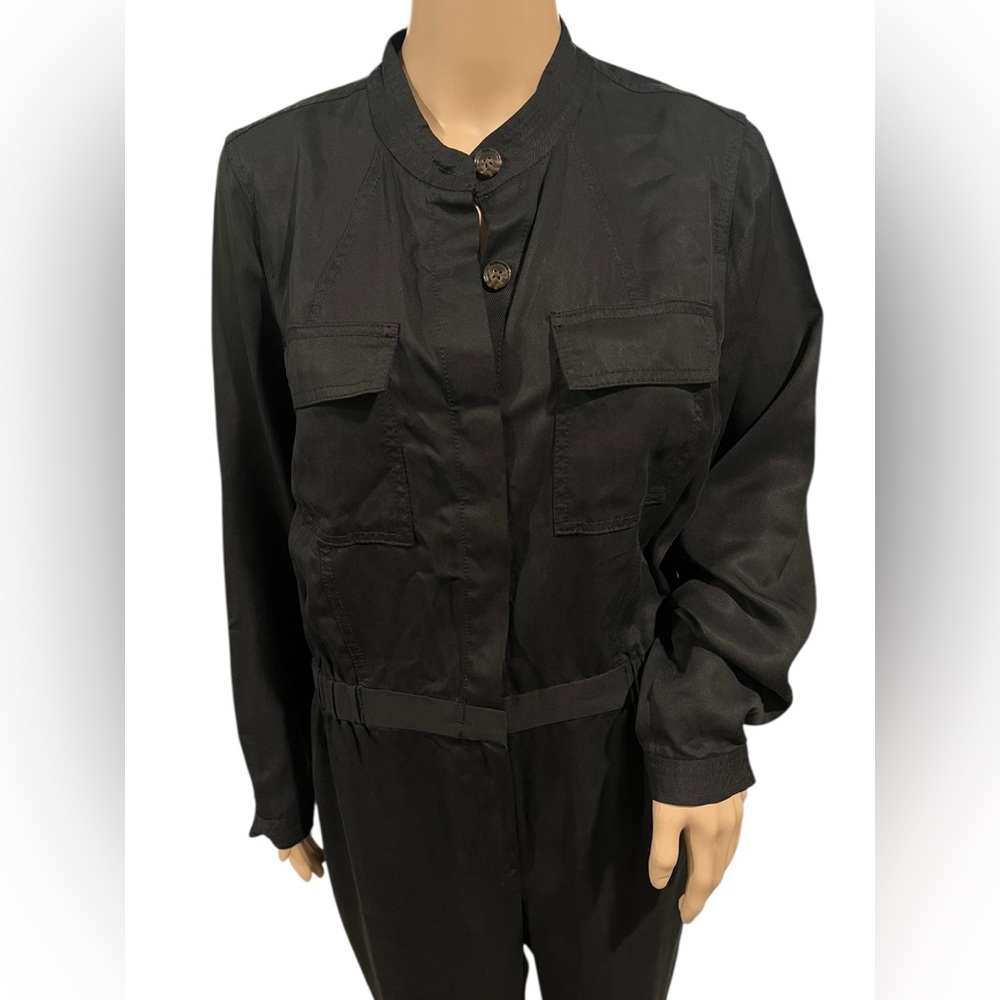 Banana Republic Womens Jumpsuit Tencel Flightless Utility Black Button Size 12 - Picture 6 of 16